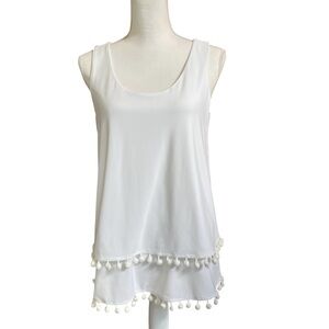 Joseph Ribkoff Pompom Trim Sleeveless Top - Made in Canada 🇨🇦